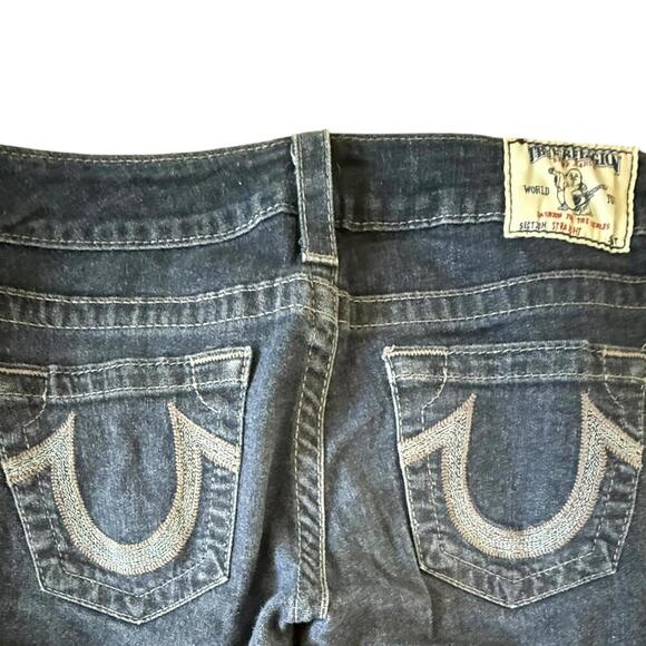 True Religion Straight Leg Jeans Women’s Size 27 Dark Wash Made in USA Designer - Picture 3 of 7